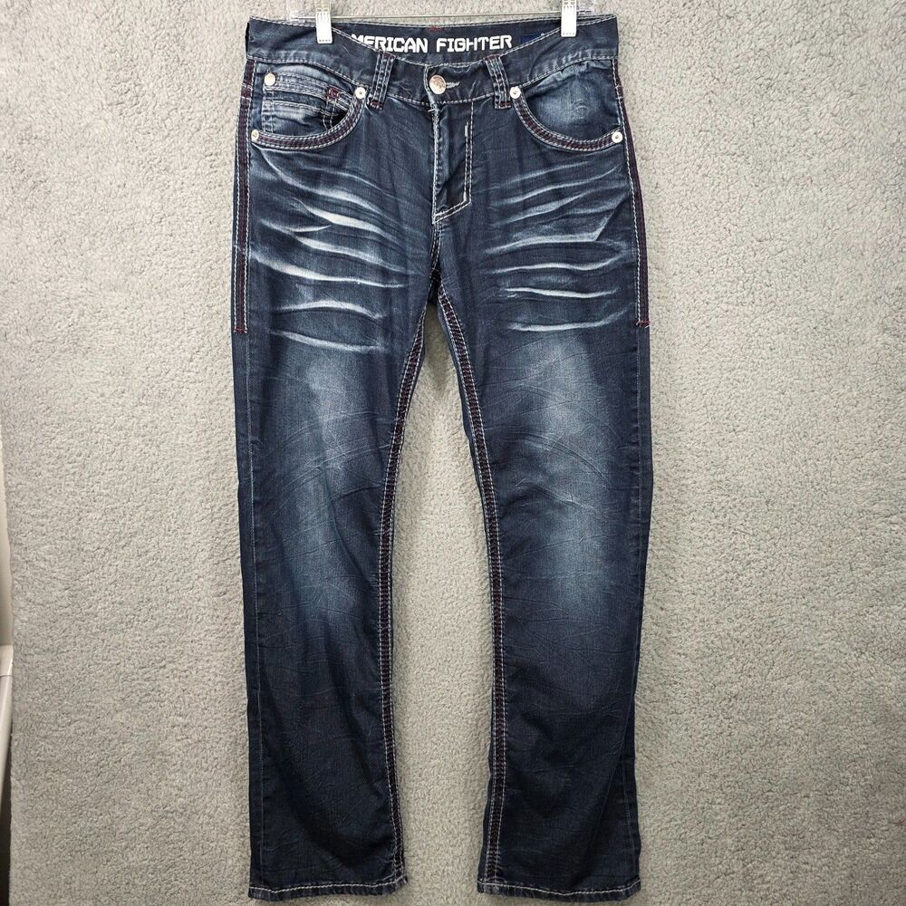 American Fighter Jeans Men's 31 x 32 Blue Legend SLIM STRAIGHT Embroidered